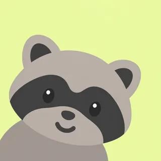 Raccoon Round Face Left